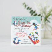 ペンギンズウィンターおもしろい誕生日招待状 招待状 (スタンド正面)