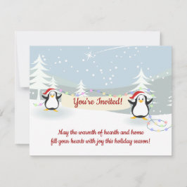 ペンギンズウィンターシーンホリデイクリスマスパーティー  招待状