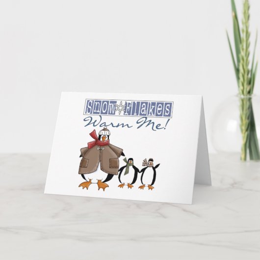 ペンギンズスノーフレークスウォームメホリデー シーズンカード (正面)