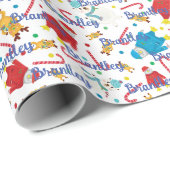 ペンギンズトナカイ極熊の名パーソナライズされた前 ラッピングペーパー (ロールコーナー)