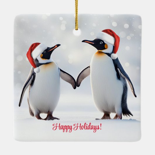 ペンギンズハッピーホリデーズクリスマス セラミックオーナメント (裏面)