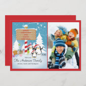 ペンギンズファミリー3ホリデークリスマスフォトカード 招待状 (正面/裏面)