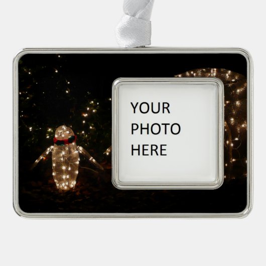 ペンギンズホリデーライトディスプレイ シルバープレートフレームオーナメント (正面)