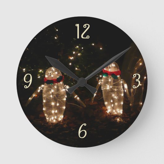 ペンギンズホリデーライトディスプレイ ラウンド壁時計 (正面)