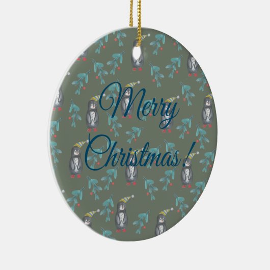 ペンギンズメリークリスマスホリデーズムード セラミックオーナメント (右)