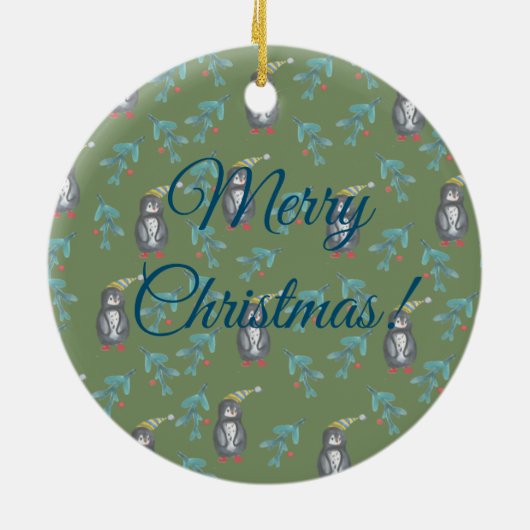 ペンギンズメリークリスマスホリデーズムード セラミックオーナメント (裏面)