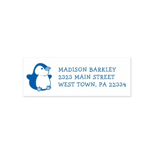 ペンギンチャイルズカワイイ差出人住所スタンプ セルフインキングスタンプ (デザイン)