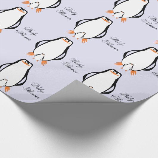 ペンギンデザインパーソナライズされたベビーシャワー ラッピングペーパー (角)