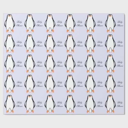 ペンギンデザインパーソナライズされたベビーシャワー ラッピングペーパー (フラット)