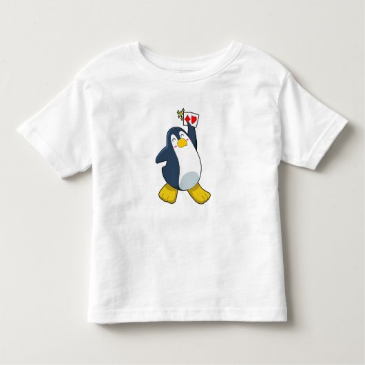 ペンギントランプのポーカーとトランプのポーカーカード トドラーTシャツ (正面)