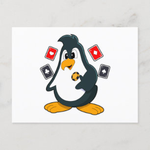 ペンギントランプのポーカーとトランプのポーカーカード ポストカード
