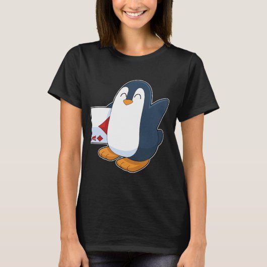 ペンギントランプのポーカートランプのポーカーカードカードゲーム Tシャツ (正面)