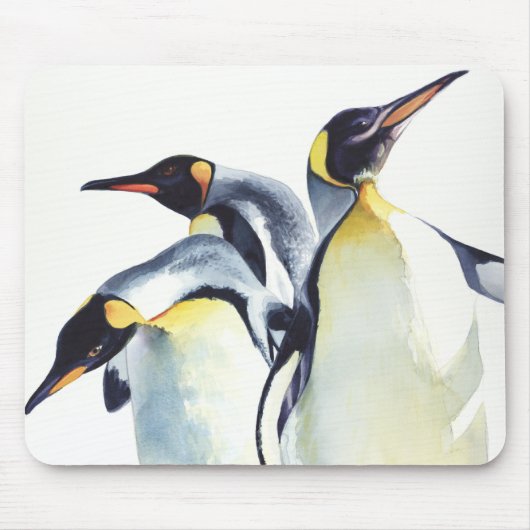 "ペンギントリオ"の野性生物の水彩画の芸術 マウスパッド (正面)