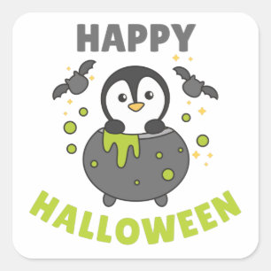 ペンギンハッピーハローウィンカルドロンこうもりスクエアステッキ スクエアシール