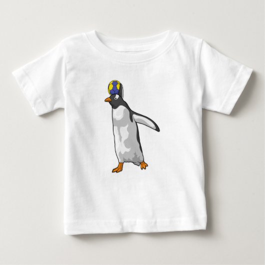 ペンギンハンドボール選手ハンドボール ベビーTシャツ (正面)