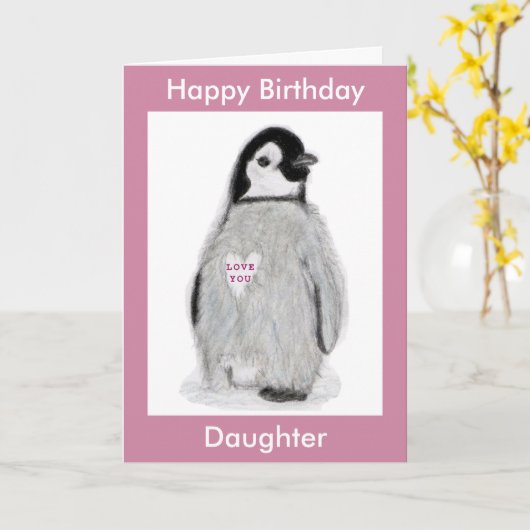 ペンギンハート誕生日カード娘ママなど。 カード (黄色い花)