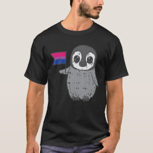 ペンギンバイセクシュアルプライド旗カウトビLGBTQアニマルL Tシャツ