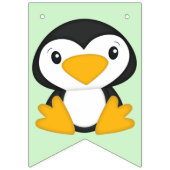 ペンギンバースデーパーティーグリーン バンティングフラッグ (第1の旗)