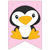 ペンギンバースデーパーティーピンク バンティングフラッグ (第1の旗)