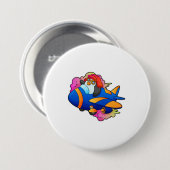 ペンギンパイロットと飛行機 缶バッジ (正面&裏面)