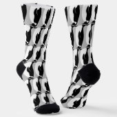 ペンギンパターンキュートミニマリストグレー白黒 ソックス (傾斜あり)