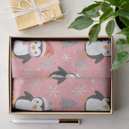 ペンギンパターンクリスマス 薄葉紙 (ギフト)