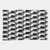 ペンギンパターングレー白黒 キッチンタオル (横)