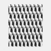 ペンギンパターングレー白黒 フリースブランケット (正面)