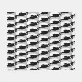 ペンギンパターングレー白黒 フリースブランケット (正面(横))