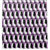 ペンギンパターンパープル白黒 シャワーカーテン (正面)