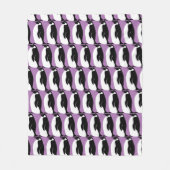 ペンギンパターンパープル白黒 フリースブランケット (正面)