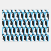 ペンギンパターン白黒ギフト ラッピングペーパーシート (正面3)