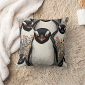 ペンギンパパパーソナライズされたパターンヴィンテージ写真 クッション (ブランケット)