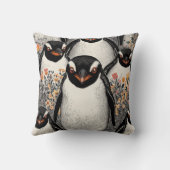 ペンギンパパパーソナライズされたパターンヴィンテージ写真 クッション (裏面)