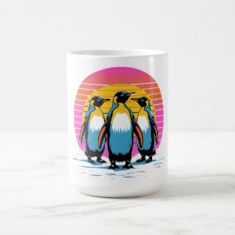 ペンギンパレード - レトロサンセットペンギンファミリー コーヒーマグカップ