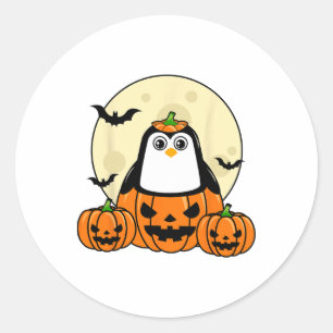 ペンギンパンプキンムーンTs衣装かわいい簡単ハロウィー ラウンドシール