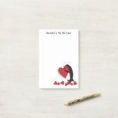 ペンギンパーソナライズされたと赤いハート ポストイット (デスク上)