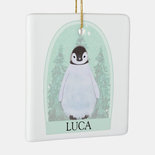 ペンギンパーソナライズされたの水彩装飾品 セラミックオーナメント (右)