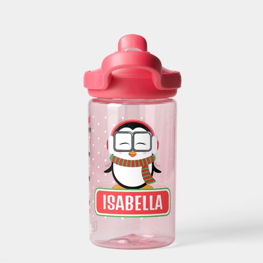 ペンギンパーソナライズされたウォーターボトル（タイムライン付き） ウォーターボトル (背面)