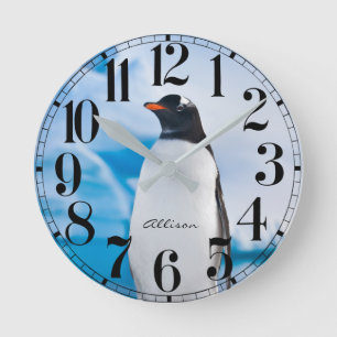 ペンギンパーソナライズされたウォールクロック ラウンド壁時計