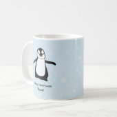ペンギンパーソナライズされたクリスマス雪 コーヒーマグカップ (正面左)