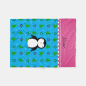 ペンギンパーソナライズされたグスカイブルー フリースブランケット (正面(横))