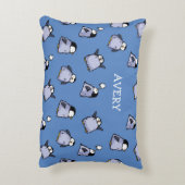ペンギンパーソナライズされたチックパターン子供部屋枕 アクセントクッション (裏面(縦))
