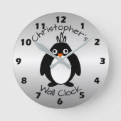 ペンギンパーソナライズされたデザイン ラウンド壁時計 (正面)