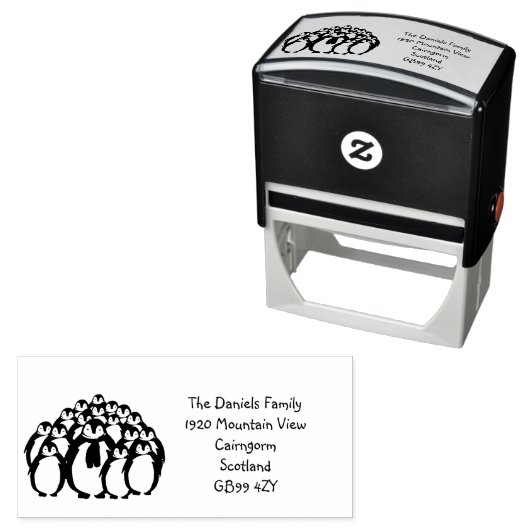 ペンギンパーソナライズされたファミリーの新しい住所スタンプ セルフインキングスタンプ (インサイチュ)