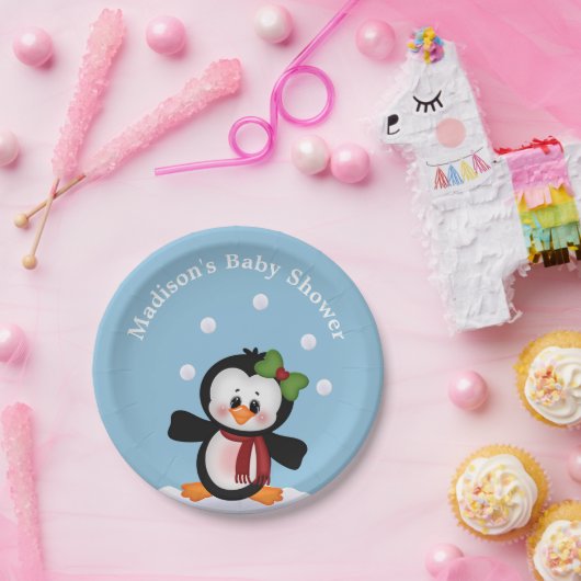 ペンギンパーソナライズされたベイビーシャワーお祝い ペーパープレート (パーティー)
