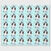 ペンギンパーソナライズされたホリデーラッピング紙 ラッピングペーパー (フラット)