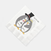 ペンギンパーソナライズされたラヴ結婚ィズのナプキン 縁ありランチョンナプキン (角)