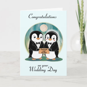 ペンギンパーソナライズされた結婚ズ カード