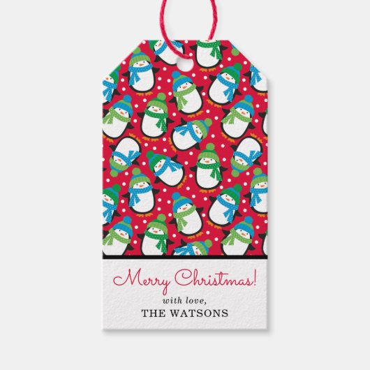 ペンギンパーソナライズされた ギフトタグ (正面)
